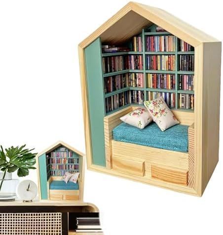 ブックヌックキット | 手作りクラフトハウス,組み立てキット、 クリエイティブな卓上デコレーション、 大人とティーン向け、 ホーム本 ブックヌックキット  | 手作りフェアリーハウス | 本棚 寝室 リビング 飾り 組み立てキット ホーム インテリア ミニチュアハウスキット ... ブックヌック キット 大人向け - 手作りフェアリーハウス - 本棚 寝室 リビング 飾り 組み立てキット ホーム インテリア