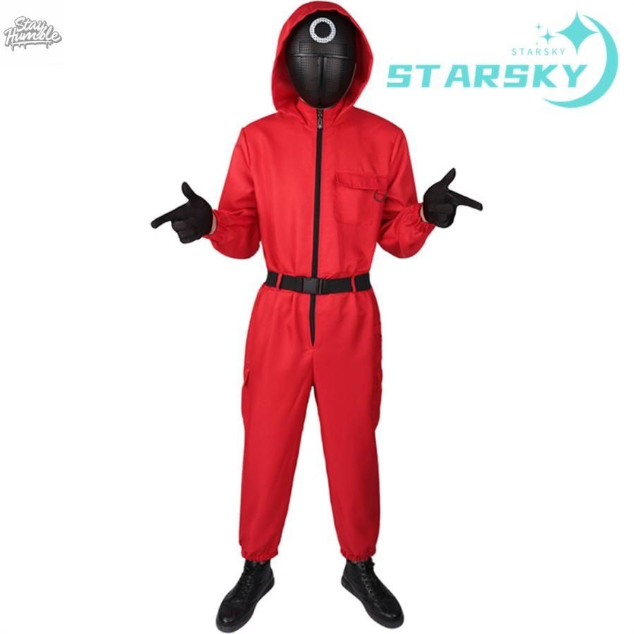 Manky イカゲーム コスプレ Lサイズ 3着 イカゲーム ○△□の警備員 コスプレ 衣装 赤いジャンプスーツ