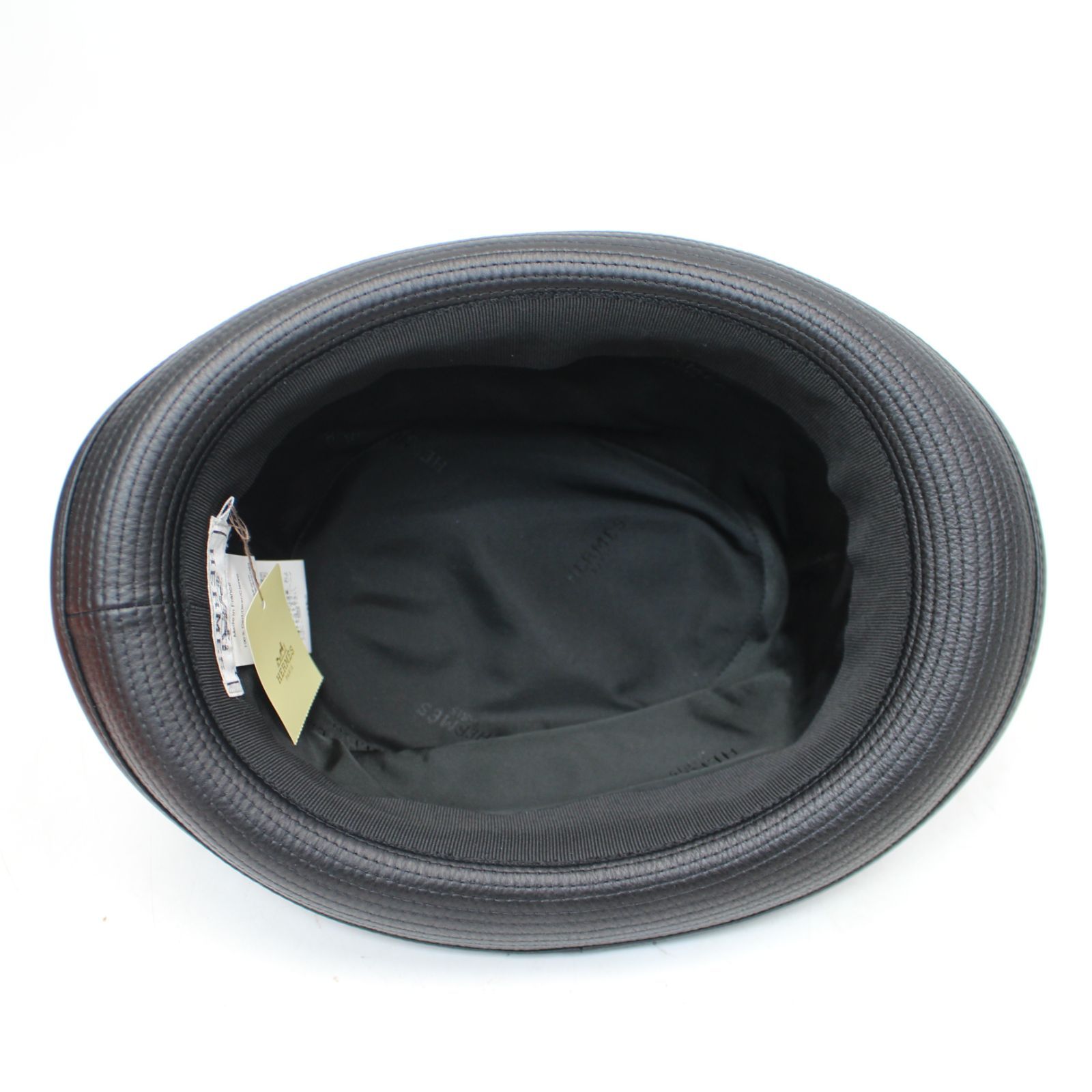 良品】エルメス バケットハット レザー 鹿革 帽子 裏地 ロゴ HERMES