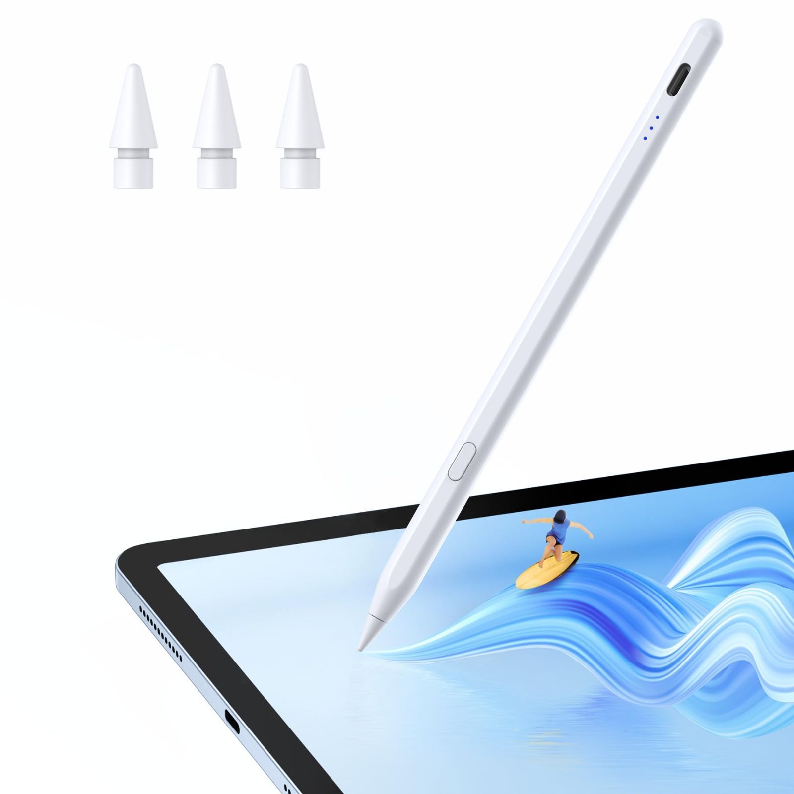 m4 Pro 10/9/8/7/6、iPad 13/129''/11''インチ、iPad iPad iPad Air 替え芯3枚付き 極細1mm M2/5/4/3、iPad 傾き感知/パームリジェクション/超高感度/磁気吸着/スタイラスペン ペンシル Mini