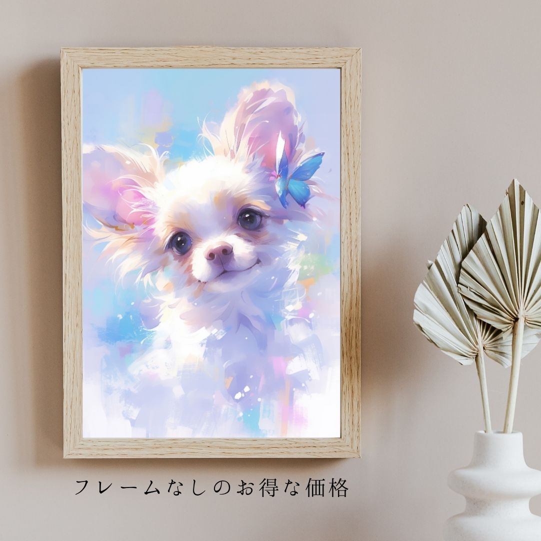 販売 【蝶犬戯舞 - チワワ犬の子犬 No.5】ジークレー版画＊名入れOK