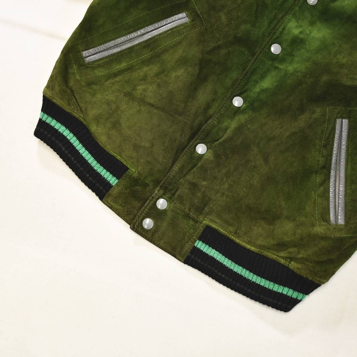 希少 90s VAN ヴィンテージ 袖レザー スタジャン アーチロゴ 立体刺繍