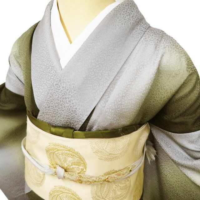 小紋 着物 中古 単衣 やまと誂製 暈し 地模様 唐草模様 S A1046