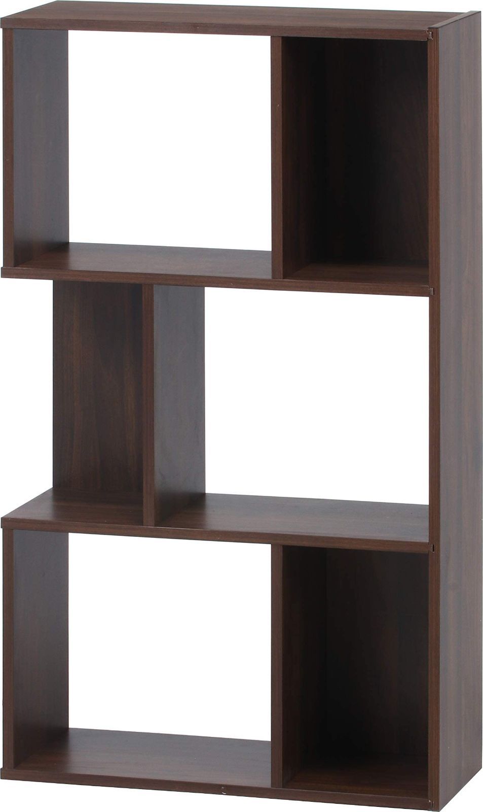 【新着商品】ディスプレイラック 3段 幅59×奥行24×高さ105 不二貿易 ミディアムブラウン S型 工具不要 99738