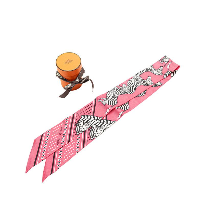 エルメス ツイリー Les Zebres Bandana ゼブラ バンダナ ピンク