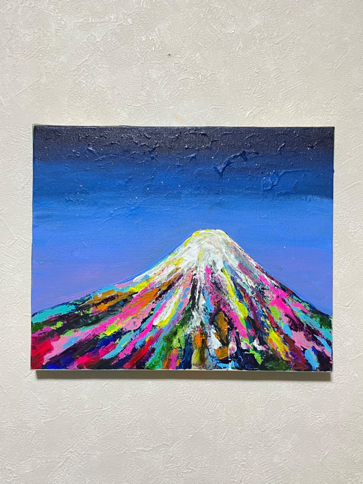手書き 肉筆 紅富岳 F0号 日本画 風景画 富士山 赤富士 絵画 富士山の ...