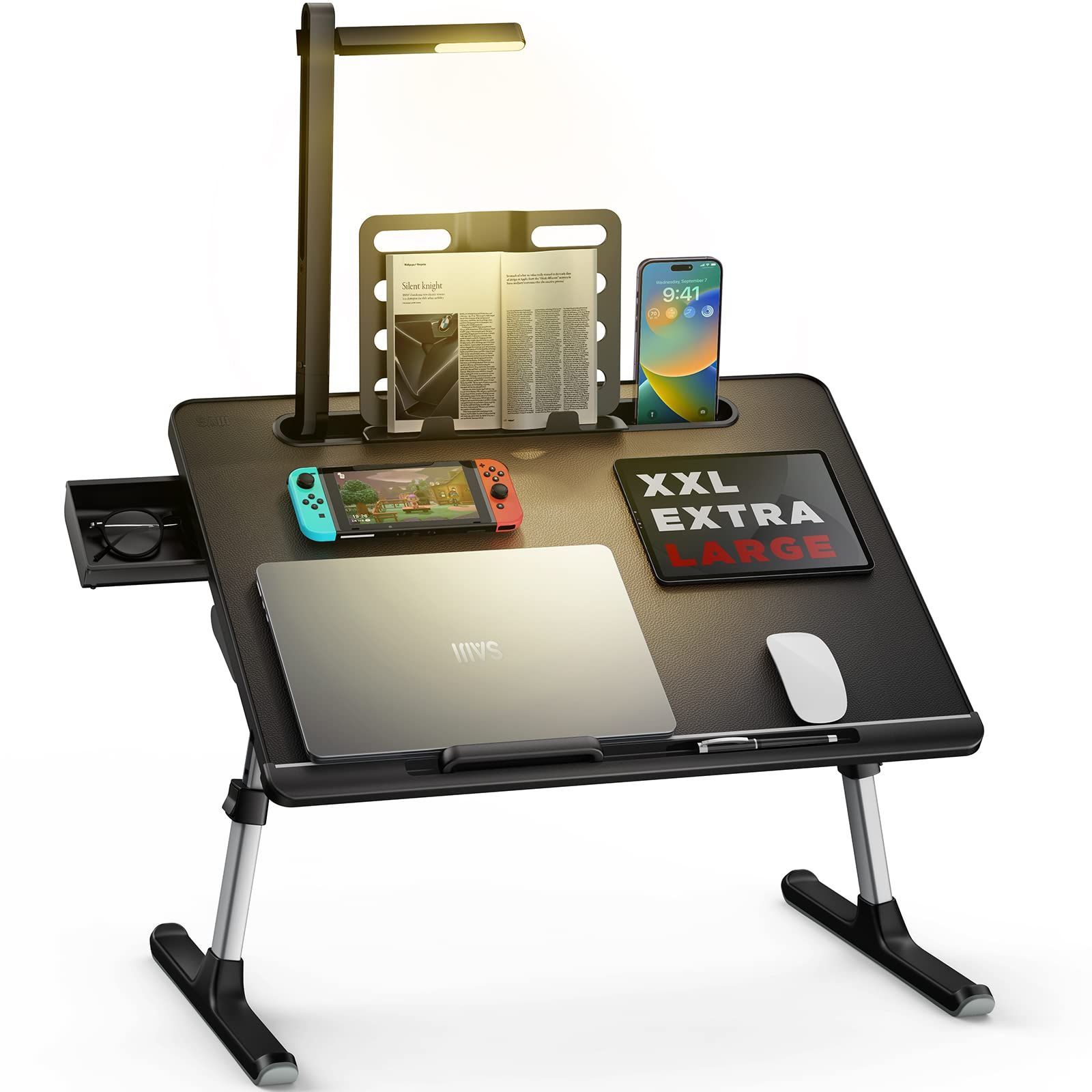 数量 K8 一人暮らし 食事 勉強 軽量 パソコンテーブル 40kg荷重 表面PVC加工 ブックスタンド付き 引き出し ブラック60*45cm 高さ調整 角度 大容量天板 ちゃぶ台 ノートPCパソコンテーブル ベッドテーブル ローテーブル ミニテーブ