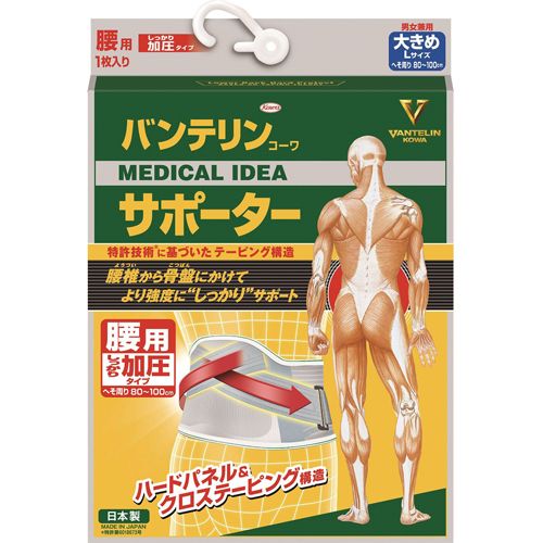 2営業日で発送 興和新薬 興和 コーワ バンテリンコーワサポーター 腰用 しっかり加圧タイプ 男女兼用 ブルーグレー 大きめ Lサイズ 1091962