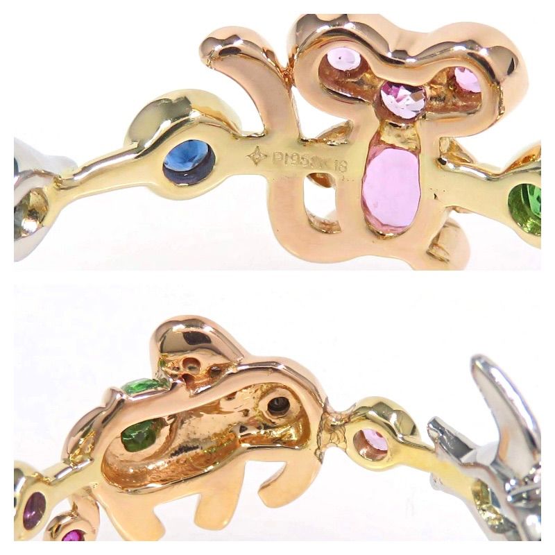 GSTV Pt950 K18 マルチカラーストーン ラッキーアニマル リング