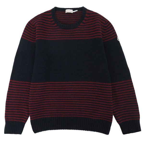 モンクレール MAGLIONE TRICOT GIROCOLLO ロゴワッペン ウール ...