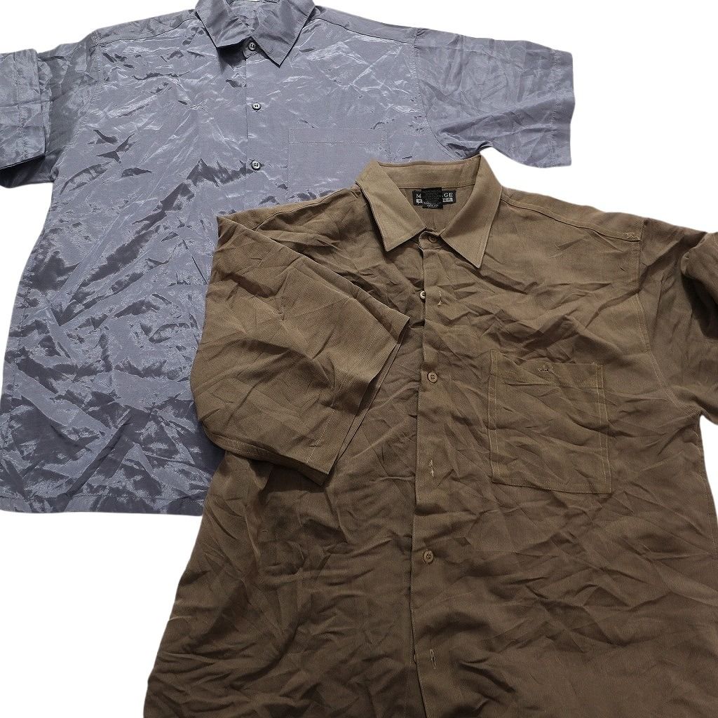 古着卸 まとめ売り 無地 半袖シャツ 10枚セット (メンズ M ) サテン