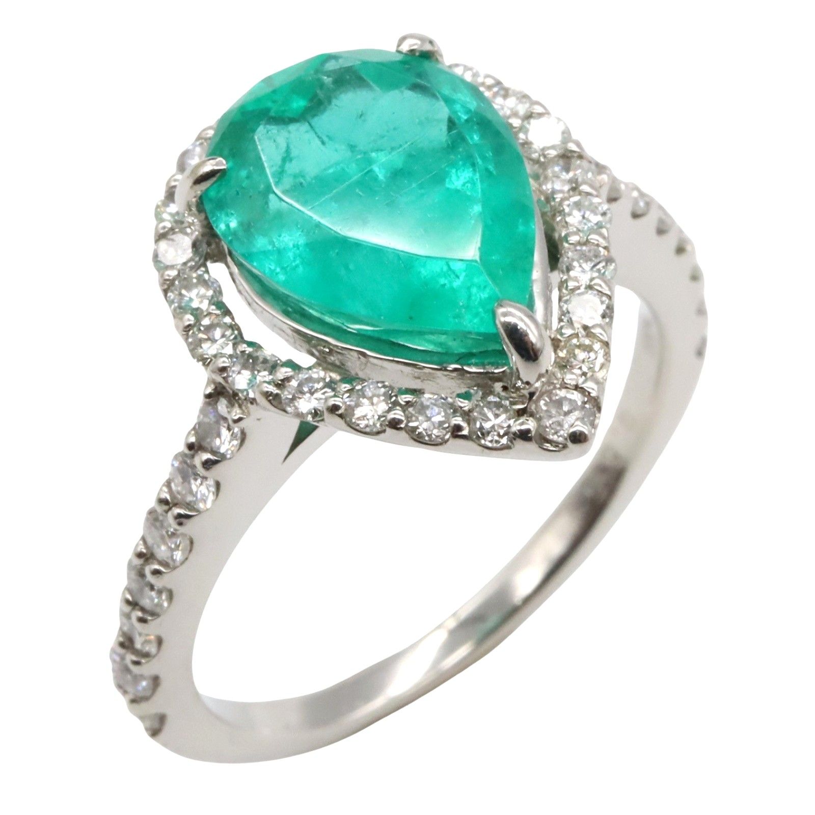 Pt900プラチナ指輪リング天然エメラルド5.6ctダイヤレディース