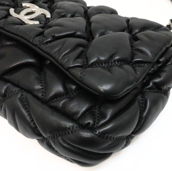 CHANELシャネル マトラッセ ショルダーバッグ バブルキルト ダークグレー シャネル バブルキルト ラムスキン チェーンショルダーバッグ