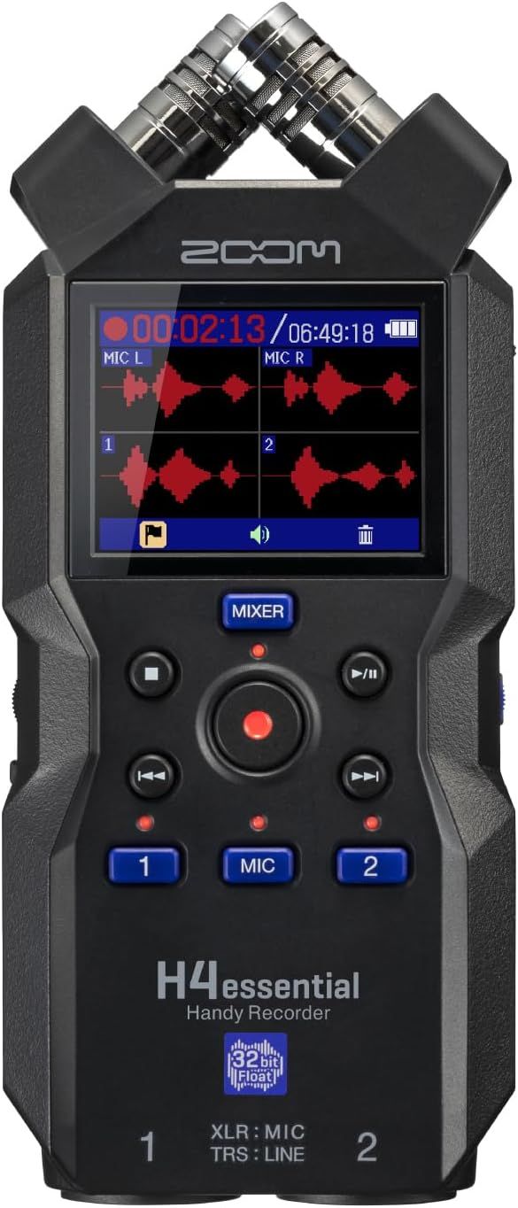 ZOOM ズーム H4essential ハンディレコーダー ブラック 黒 32bitフロート4トラック仕様タイムコード ポッドキャスト 楽器演奏 ASMR インタビュー アクセシビリティ機能