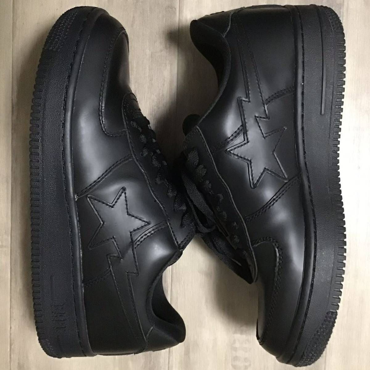 ブラック レザー BAPESTA スニーカー 27.5cm US9.5 a bathing ape 