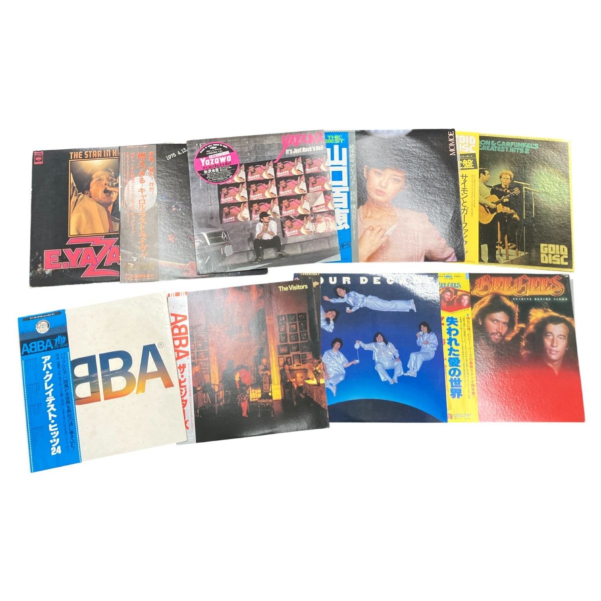 LP盤 9枚 うち帯付き7枚 矢沢永吉 山口百恵 サイモンとガーファンクル ABBA ゴダイゴ キャロル レコード おまとめ ジャンク K10344839