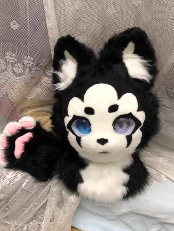 ファースーツ 着ぐるみセット NO.91 犬 黒 ブラック ケモノ ファースーツ 全頭ヘッド ぬいぐるみ コスプレ コスチューム
