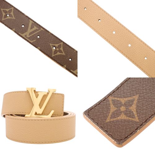 LOUIS VUITTON(ルイ・ヴィトン) モノグラム サンチュール・LV イニシャル 30MM リバーシブル ベルト 80/32 カーフ  MONOGRAM ARIZONA ブラウン茶 ベージュ ゴールド金具 M0363 40802054246【アラモード】 - メルカリ