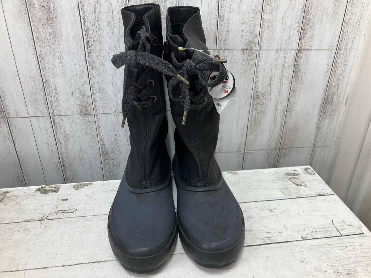 MUKAVA レインブーツ スコッチガード レザー ブラック ロングブーツ