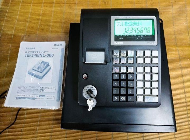 最も  ケーブル付1/8設定無料カシオTE-340 NL-300インボイスレジスター 店舗用品