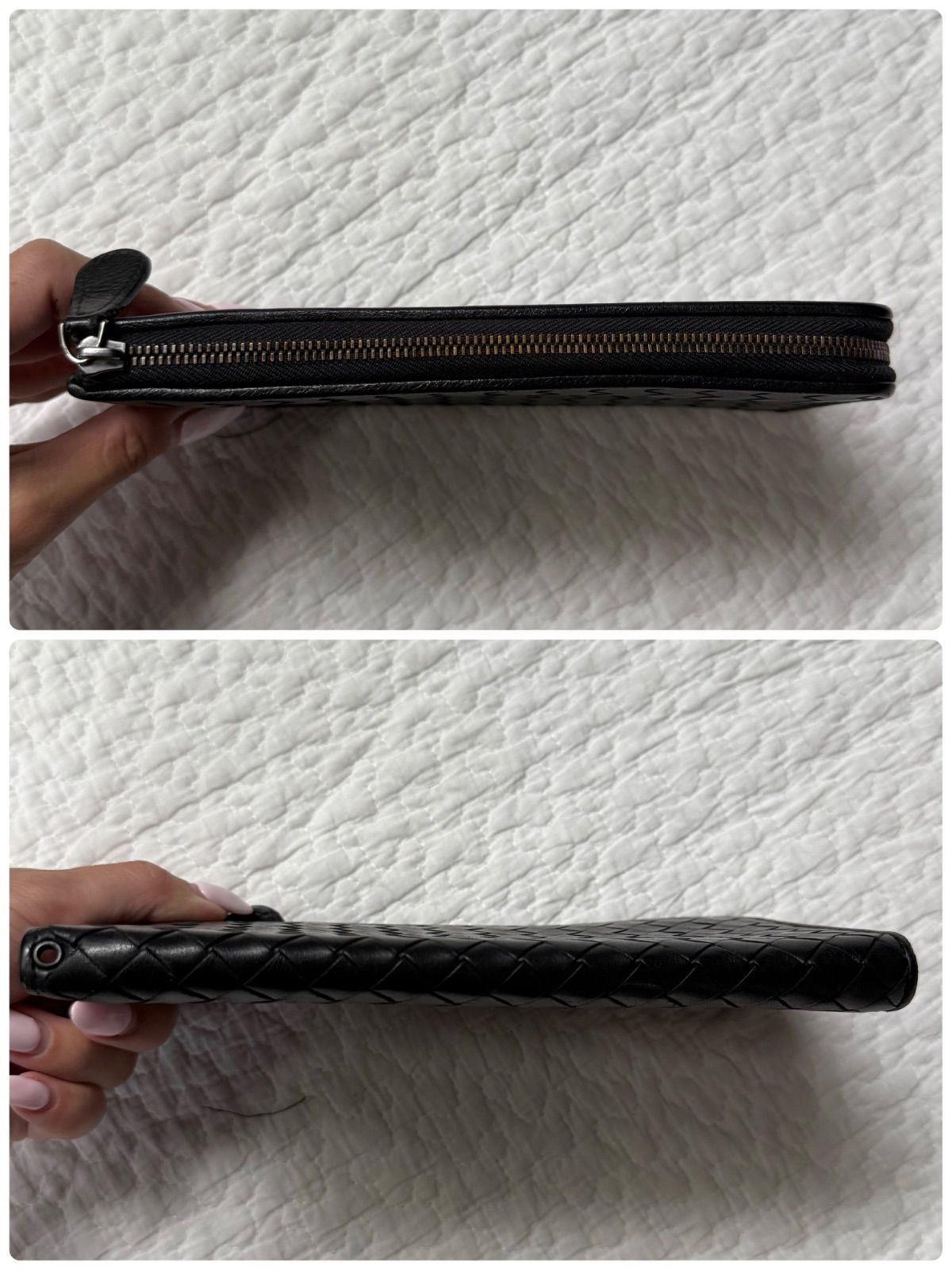 美品　ボッテガヴェネタ　長財布　イントレチャート　黒　レザー本革　イタリア製 ボッテガヴェネタ 長財布 イントレチャート アトラス レザー