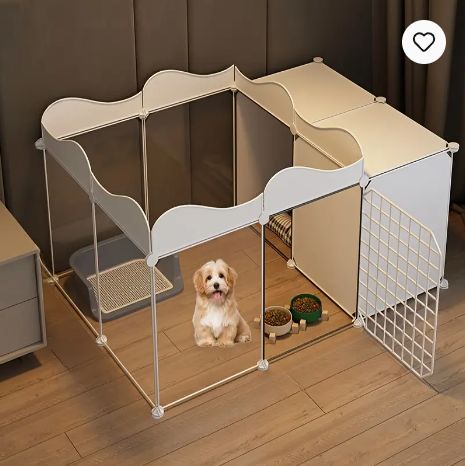 3列1段2列の金属製ペットプレイペン フェンスパネル付き 小型犬用ケージ 屋内パピークペン 家庭用耐久性ペットケージ