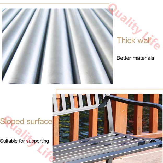 アウトドアガーデンベンチ メッシュパターンの背もたれ-ストレートレッグ付き