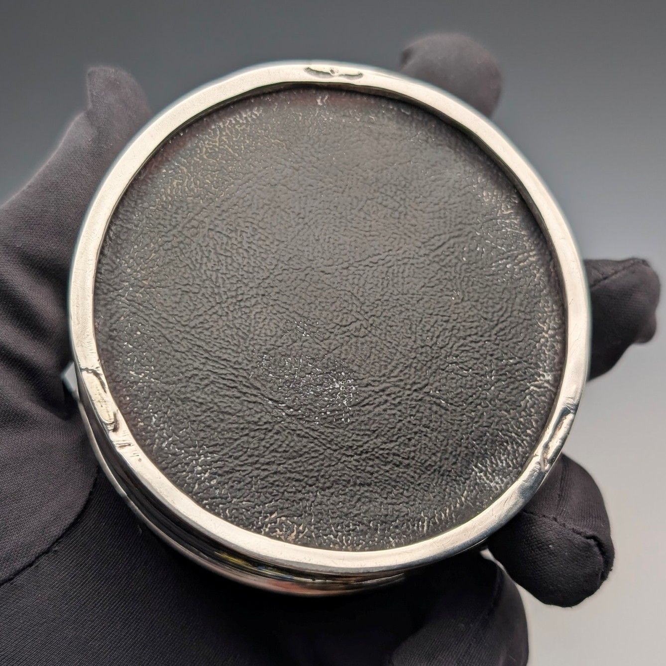 1926年 英国アンティーク ブルーギロシェエナメル 純銀製ジュエリーボックス 120g 1926年 英国アンティーク ブルーギロシェエナメル 純銀製