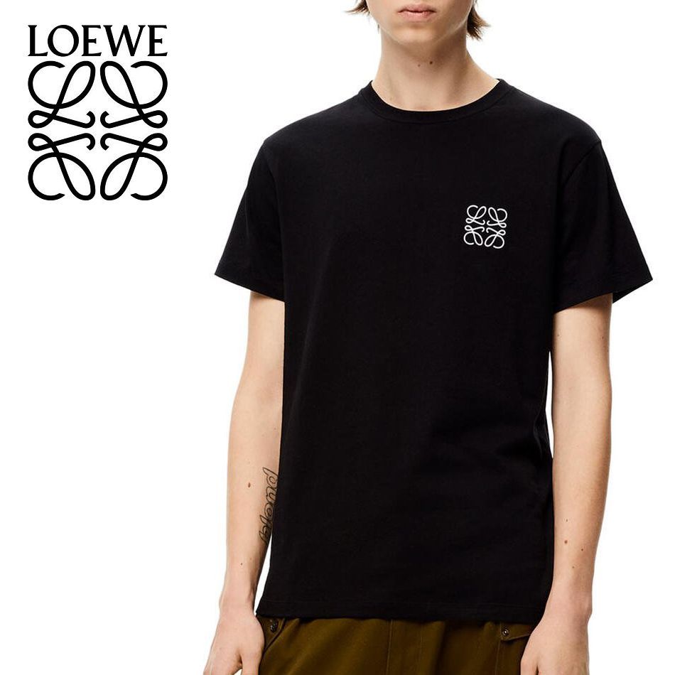 肩幅52都内直営店購入 LOEWE ロエベ ホワイト アナグラム ロゴ刺繍 Tシャツ