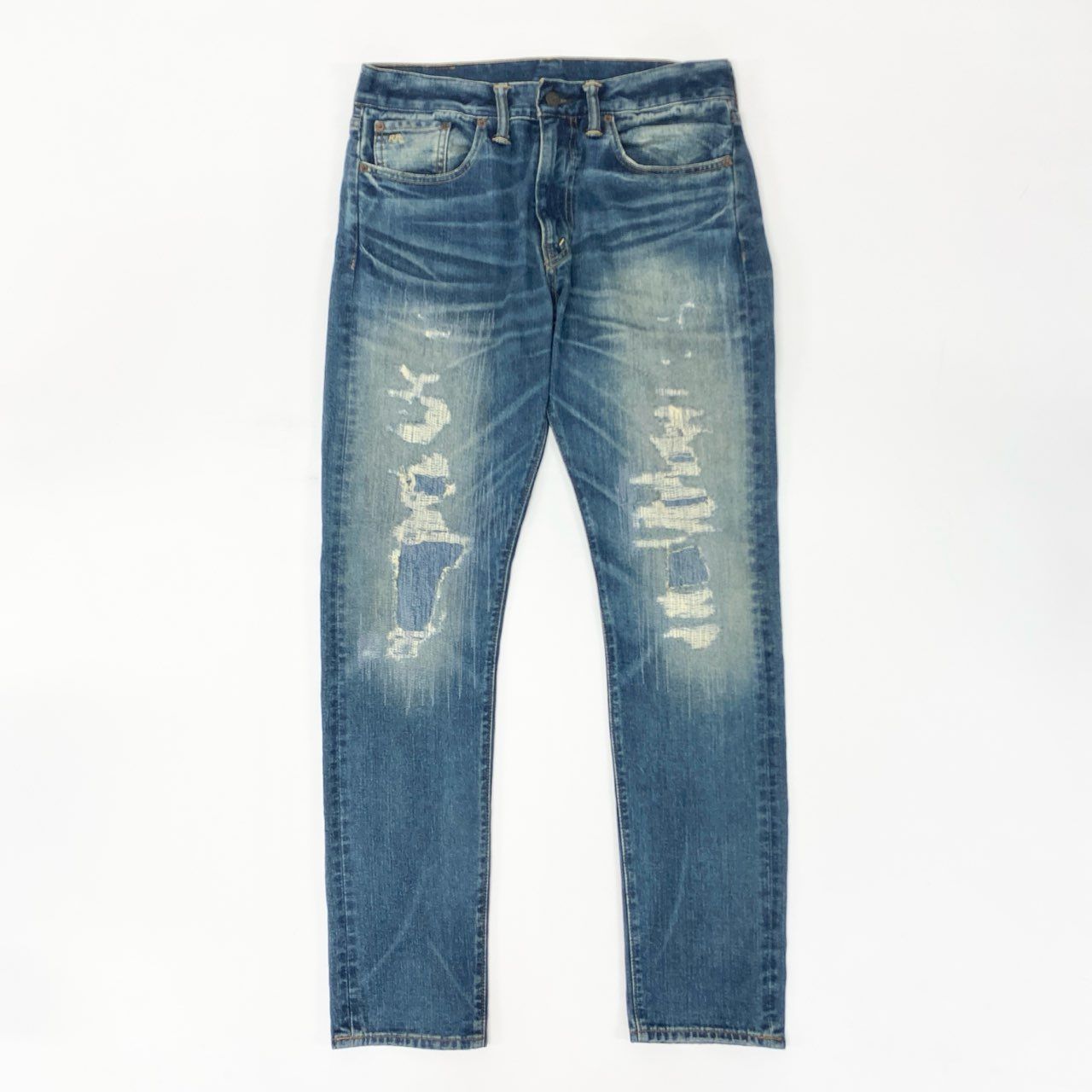 71i26 《美品》RRL ダブルアールエル デニムパンツ ダメージリペア加工