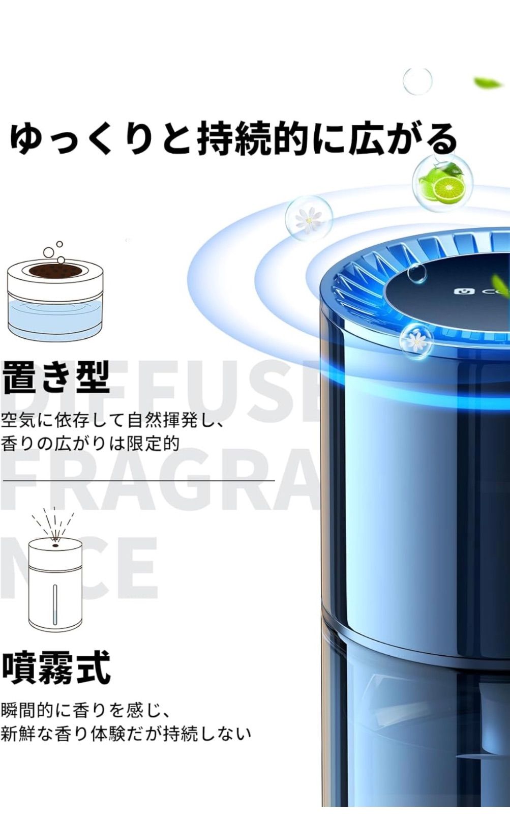 2025最新版 CEENIU 車 消臭 アロマディフューザー 雰囲気ライト 6ヶ月分大容量 自動ON|OFF CF3 卓上 車用芳香剤 トイレ 玄関 部屋用 Car Fragrance