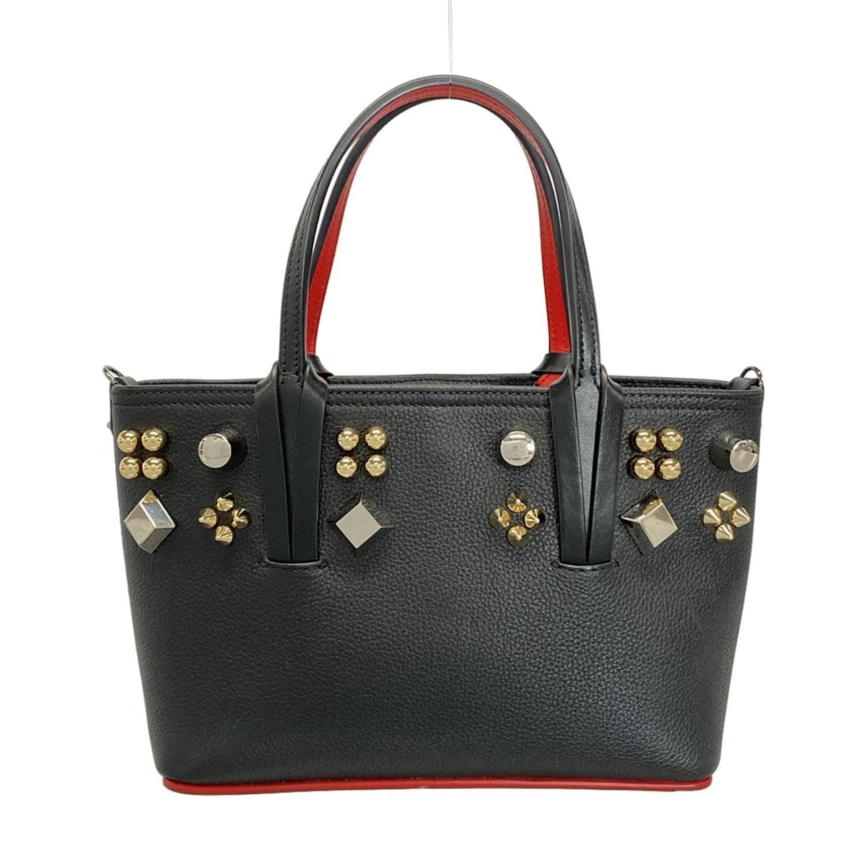 CHRISTIAN LOUBOUTIN クリスチャンルブタン トートバッグ - 黒 スタッズ レザー DECORATOM_COM_BR