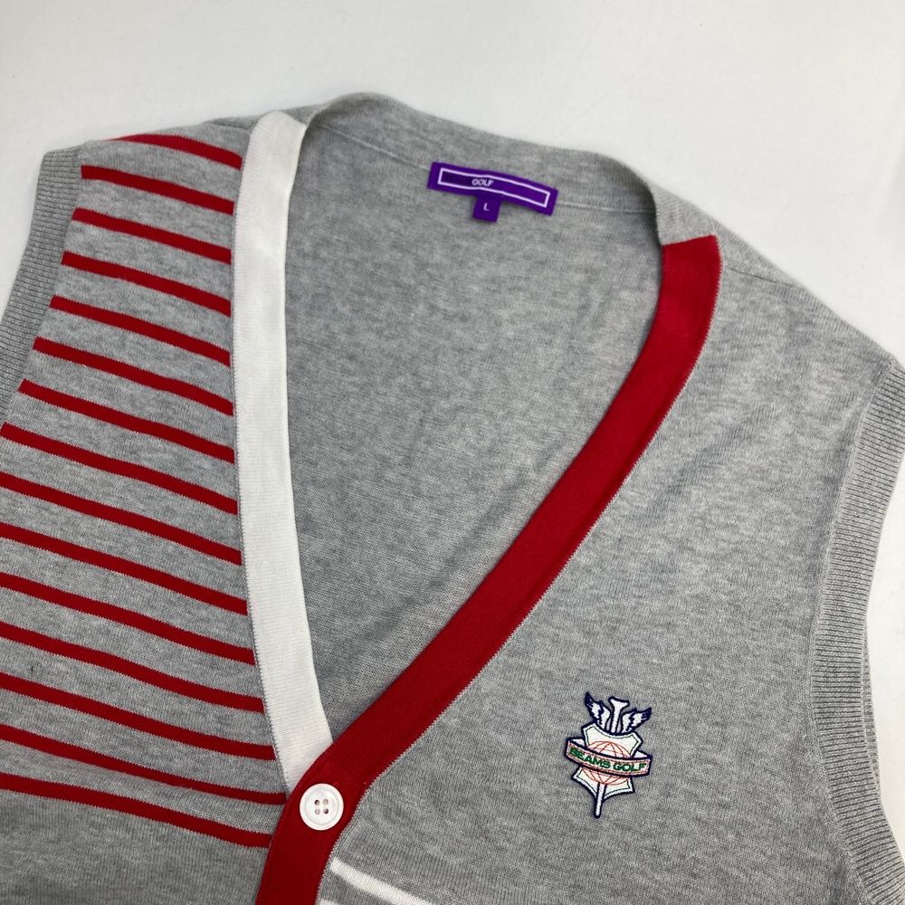 サイズ：L BEAMS GOLF ビームスゴルフ ニットベスト グレー系