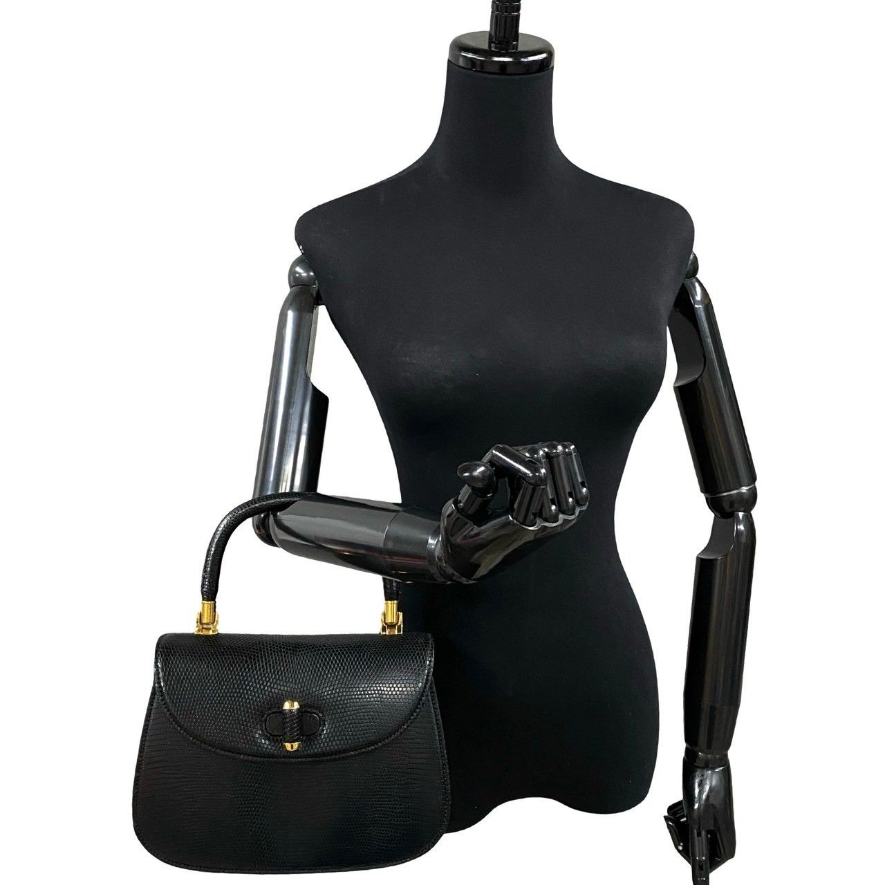 オールドグッチGUCCIヴィンテージチェーンバッグリザードレザー