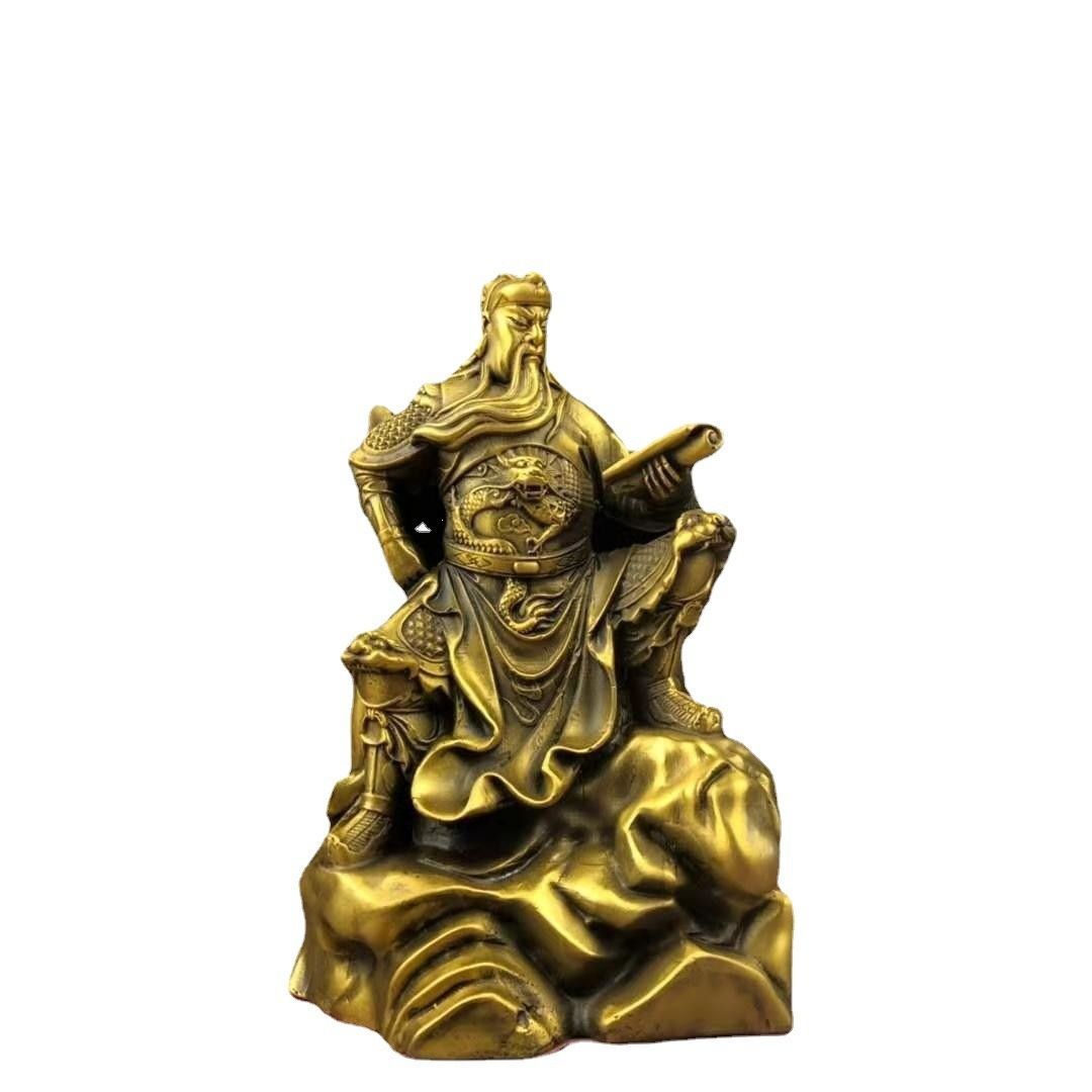 三国志 関羽像 置物 オブジェ 金色 ゴールド 黄金 幸運 長寿 縁起物 魔