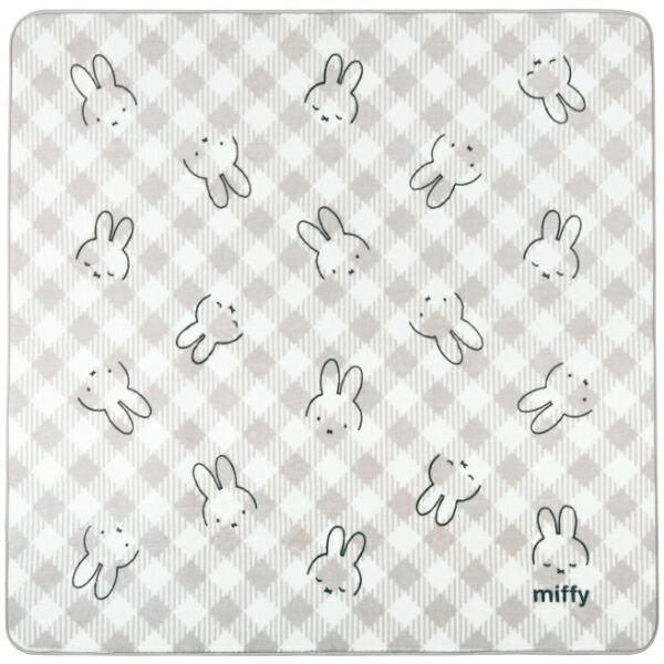 ミッフィー miffy ラグマット 180X180cm チェックライン グレー