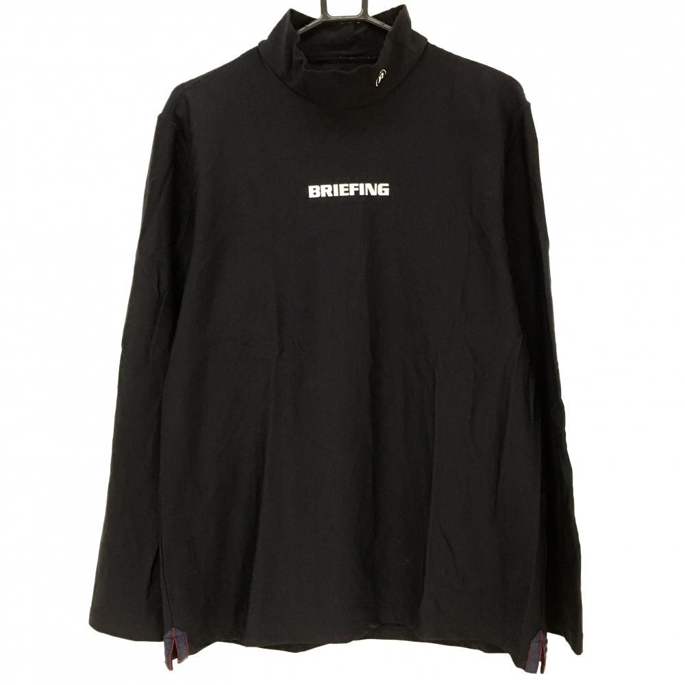 BRIEFING 長袖ハイネックシャツXL 黒【美品】 ブリーフィング 長袖ハイネックシャツ 黒×白 裏微起毛 バック