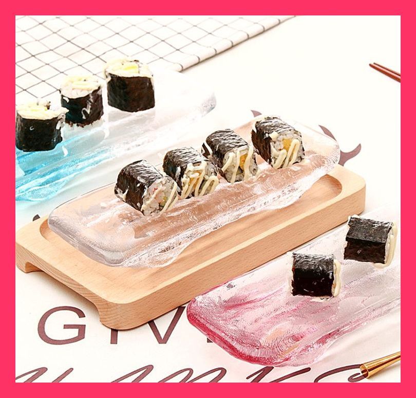 中古】青山硝子 羽衣まな板皿 ガラス食器 盛台 盛付皿 寿司下駄 和食器