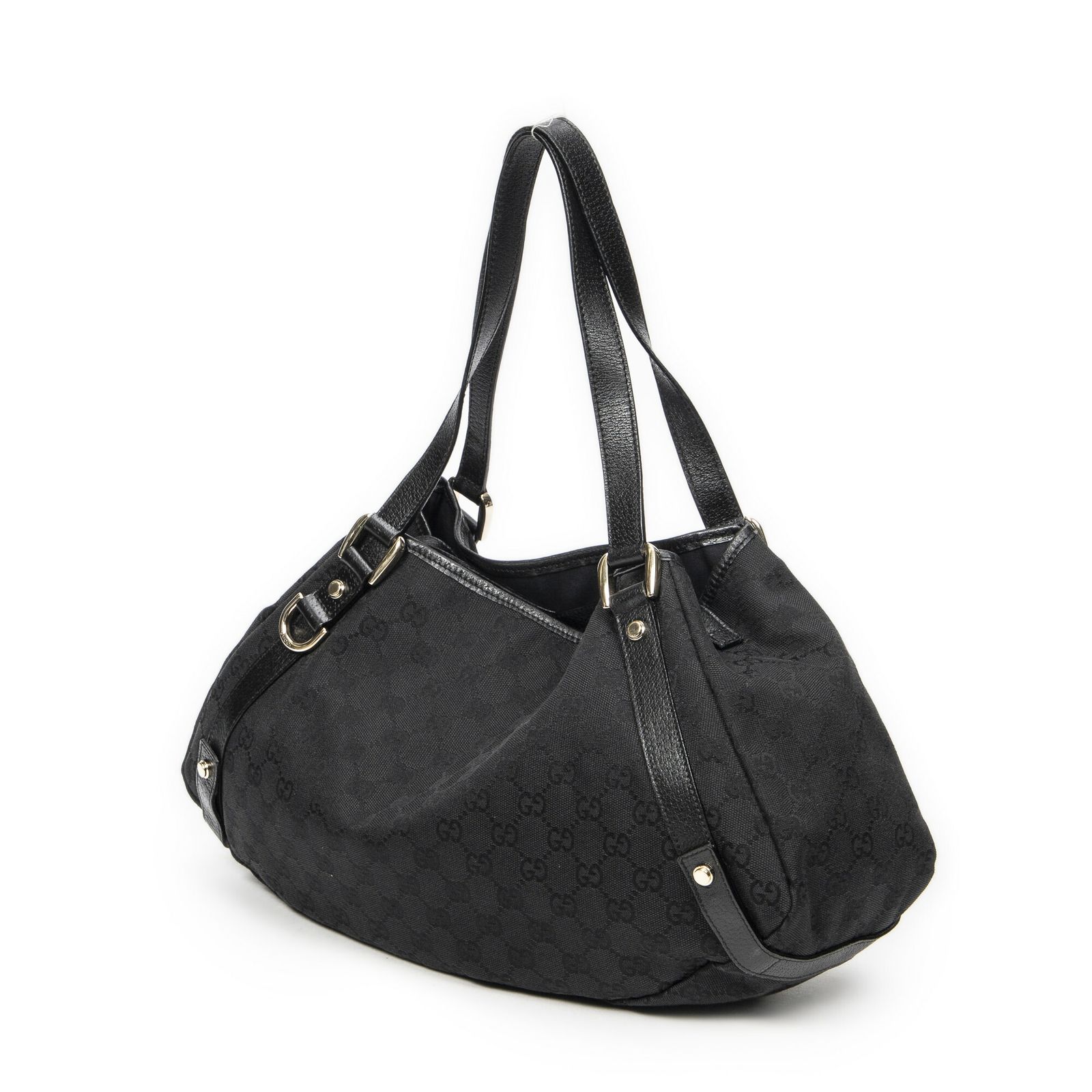 GUCCI グッチアビー ホーボー ダイアゴナル黒GGキャンバスA