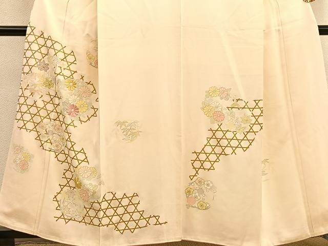 平和屋着物□訪問着 刺繍 籠目花丸文 金糸 金彩 正絹 逸品