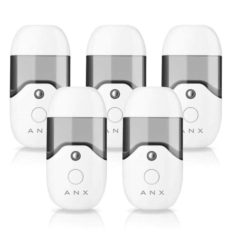 ANX 大容量 50mlタンク 携帯 ミスト 美顔器 ハンディミスト ワイド 超音波 ナノミスト USB充電式 簡易包装 説明書付 (5個) 0