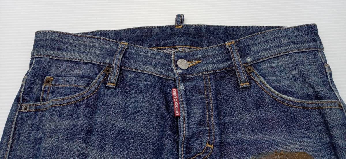 【イタリア製】DSQUARED2 クラッシュ加工 スキニーデニム スリムフィット DSQUARED2 ディースクエアード 「Dark Worked Vertical Slash