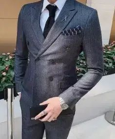 メンズ ストライプ ダブル スーツ セット