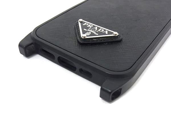 PRADA - PRADA プラダ サフィアーノレザー iPhone13Pro 対応 ストラップ付き アイフォンケース スマホケース ブラック系 FF8907 PRADA プラダ サフィアーノレザー iPhone13Pro 対応 ストラップ