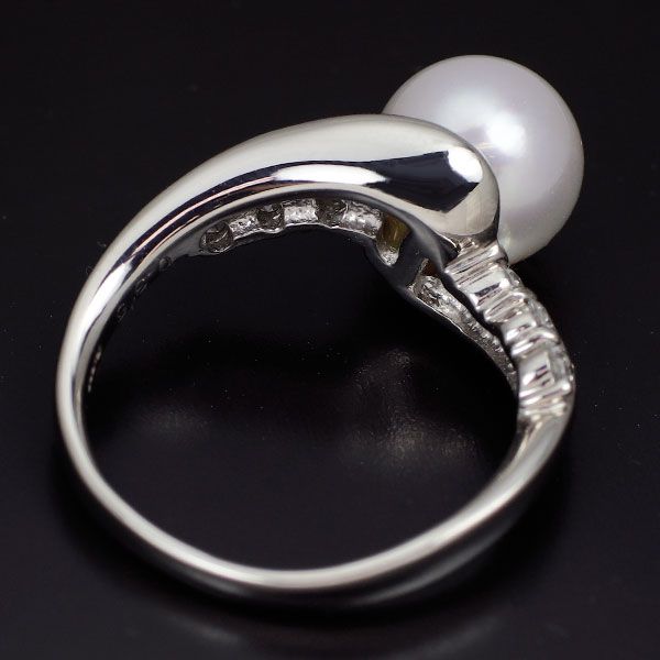 Pt900 アコヤ真珠 ダイヤモンド リン 径約8.2mm 0.35ct - メルカリ