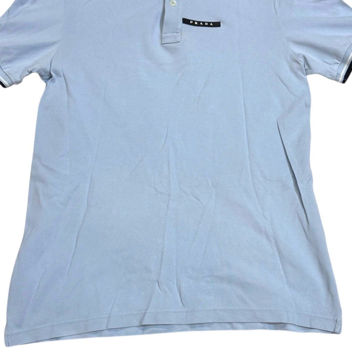 B033 PRADA プラダ ポロ シャツ ゴルフ ウェア ブルー レイク