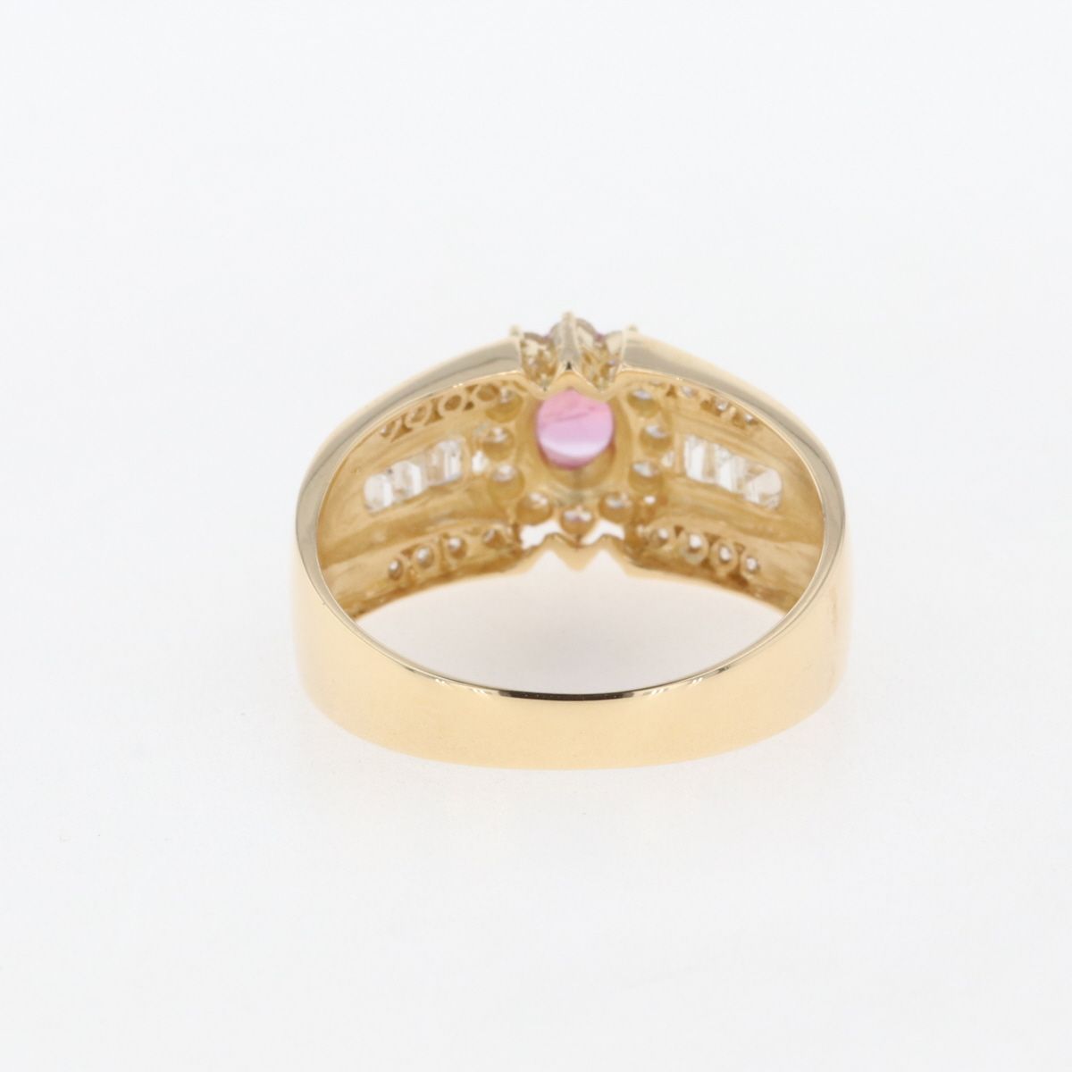 ルビー デザインリング K18 イエローゴールド メレダイヤ 指輪 リング 