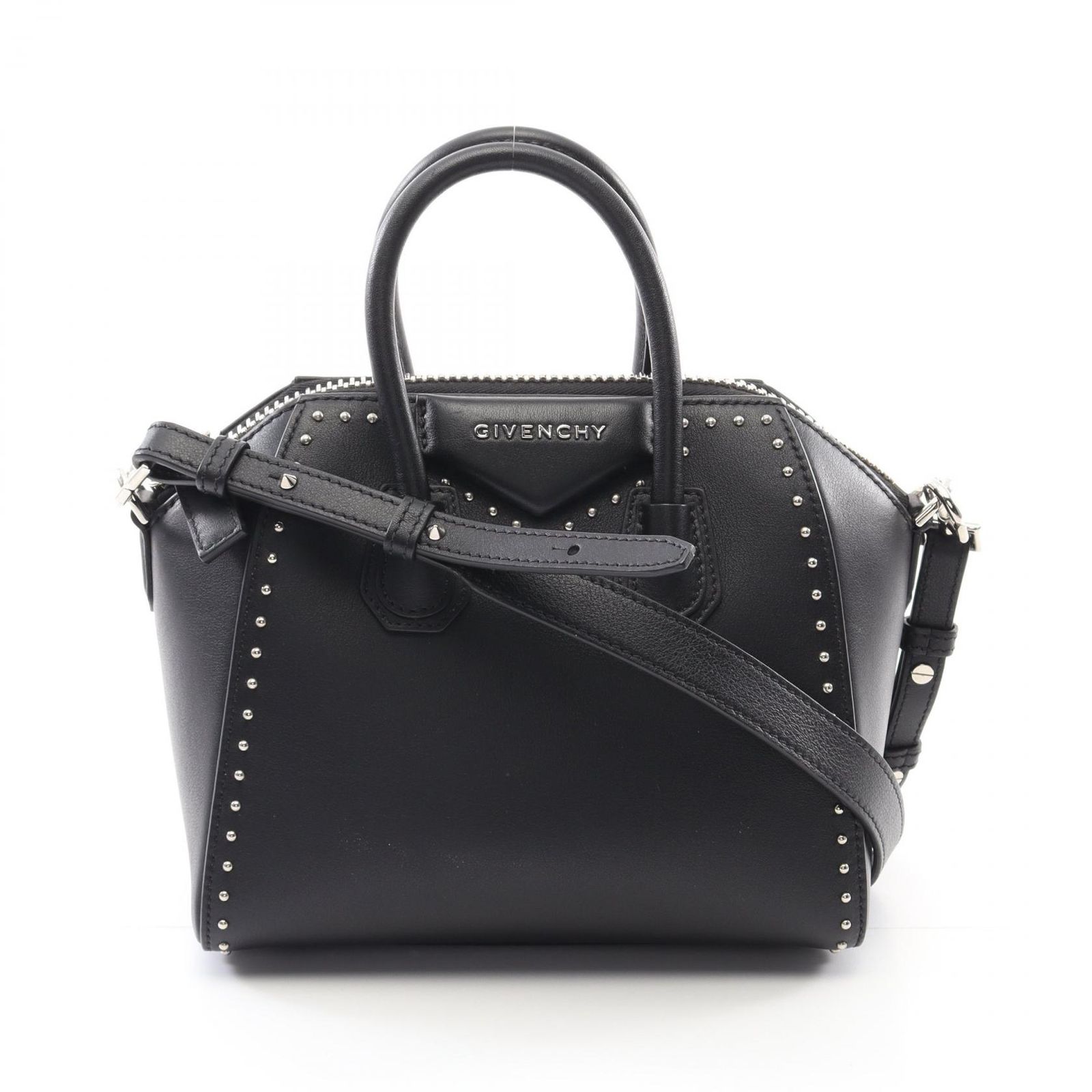 Mini Antigona bag in grained leather in - pearl grey 2