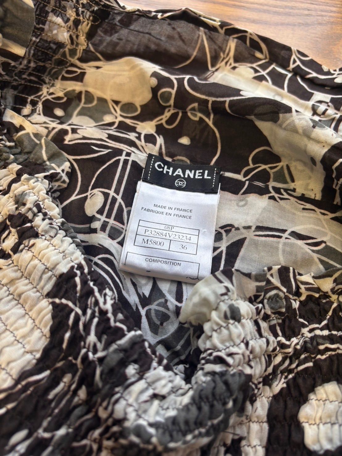 商品名 シャネル CHANEL 08P スカート 膝丈 ゴムウエスト ギャザー ダークブラウンP32884V23234 M5800 USTAUSTRALIA_COM_AU