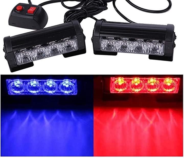 KnightraidB Avan 12V ストロボ ライト バー LED 2個 セット 緊急 警告灯 車 トラック トレーラー ランプ KRB186 レッドxブルー( レッドxブルー)
